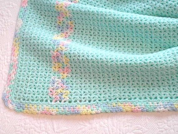 Mint green, white and grey crochet baby blanket | Mint ...