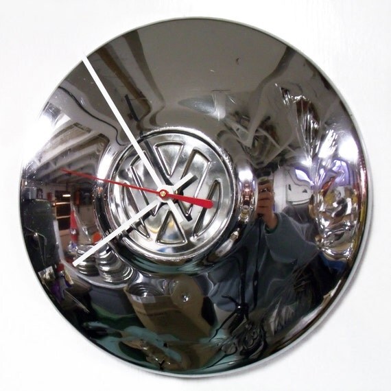VW Beetle Clock Volkswagen Bug Hubcap Retro by StarlingInk