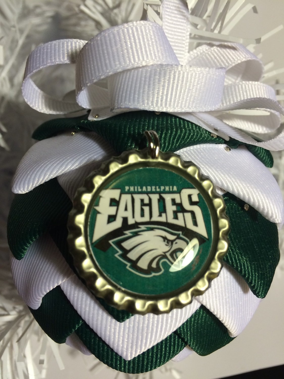 Phillidelphia eagles inspired folded Christmas ornament 