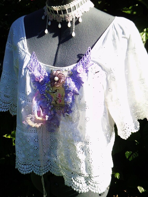 wearable art art to wear upcycled blouse by Fashionwithness