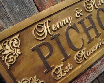Christmas Gift, Personalized Family name sign last name sign Custom Personalized wedding gift Established family sign lovejoystore 3D wood