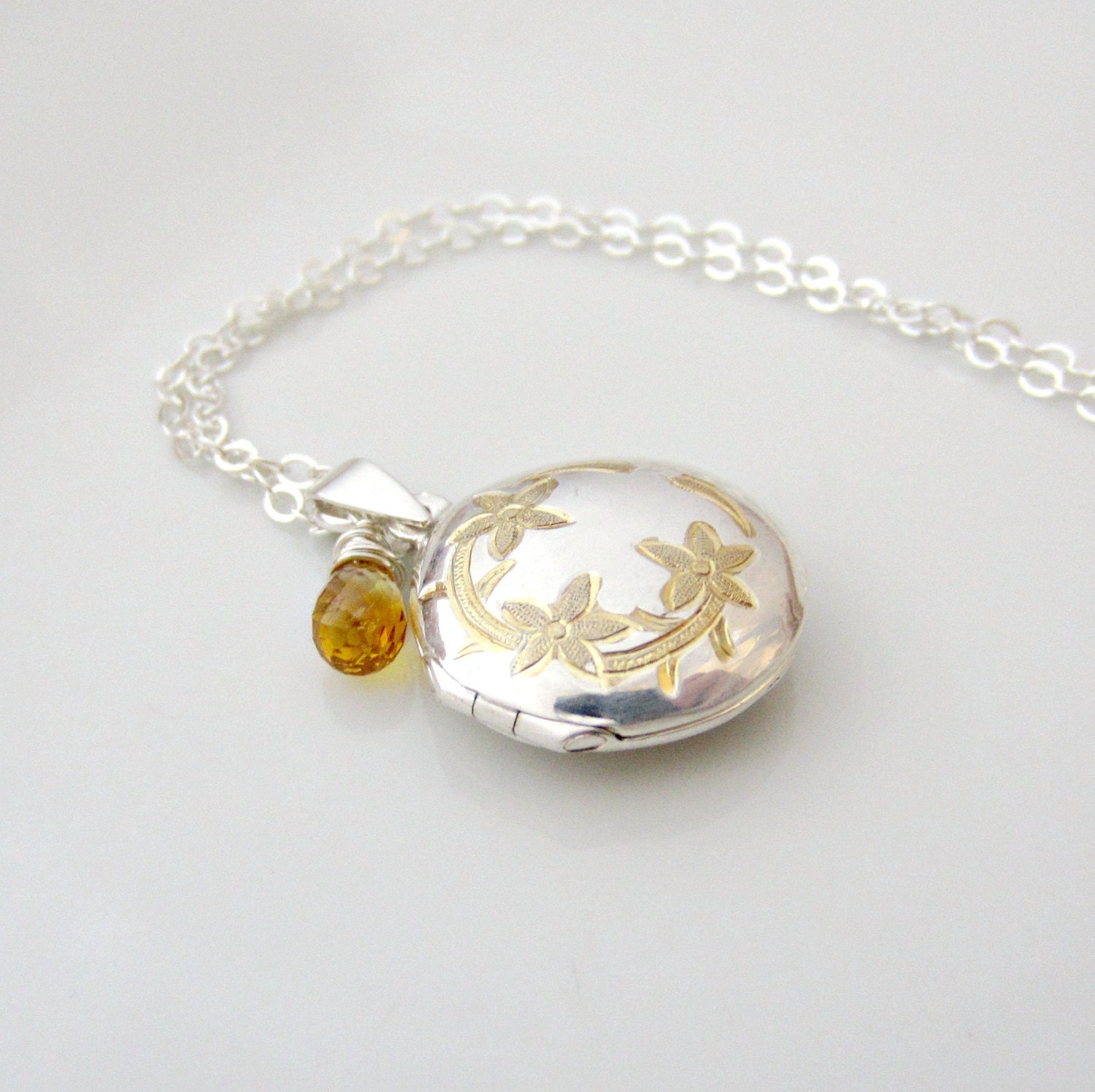 Silver Round Locket Vintage Sterling Silver Locket Necklace