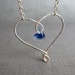 Blue Heart Necklace, Cobalt Blue Lampwork Necklace, Sterling Silver Heart Necklace