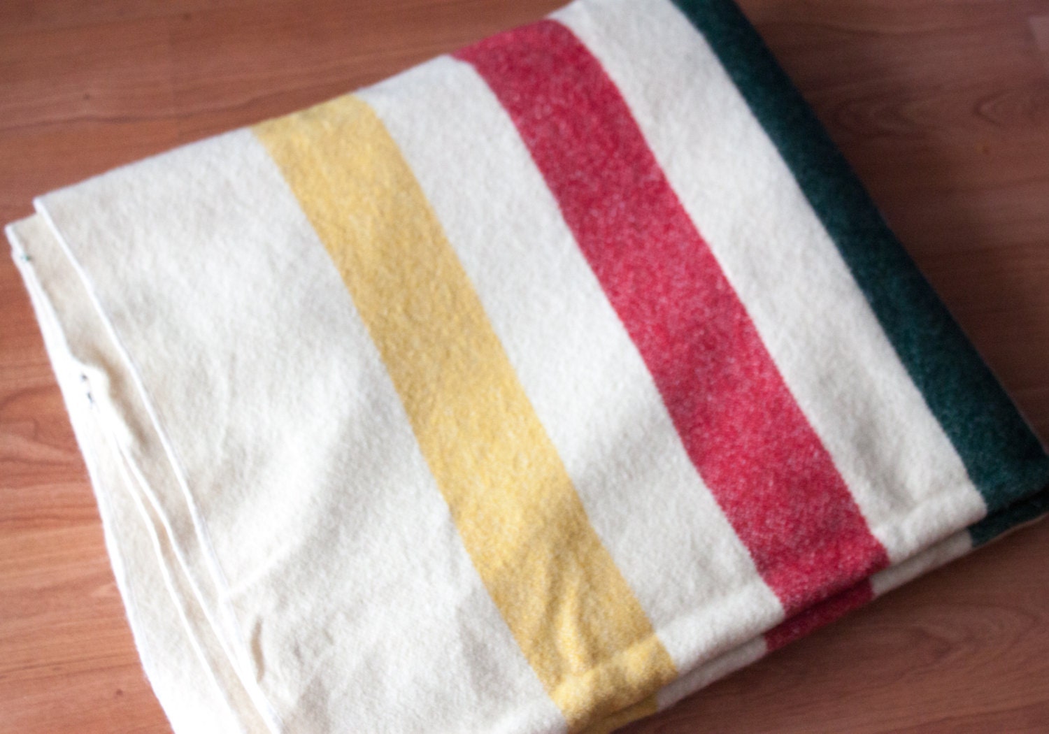 Vintage 1960s Hudson Bay Stripe Blanket Woolrich Camp Classic
