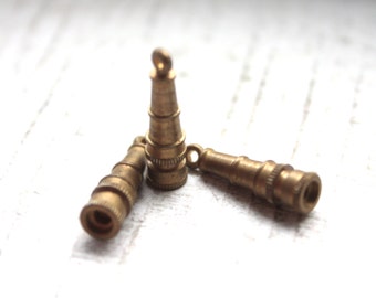 3 Vintage 1950's Antiqued Brass Telescope Charms