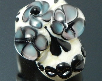 Dia De Los Muertos Skull-Day of the Dead Bead-Sugar Skull Bead-Halloween Bead-Glass Lampwork Bead-Lamwork Focal Bead-One of a Kind Bead