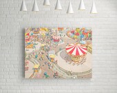 Ride the Sky 2 // Coney Island Memories Photography on Extra Large Canvas // Red, White, Turquoise Circus Style for A Nursery or Kid's Room