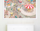 Carnival Art, Nursery Decor, Coney Island Carousels, Carousel Print - "Coney Island Carnivale III"