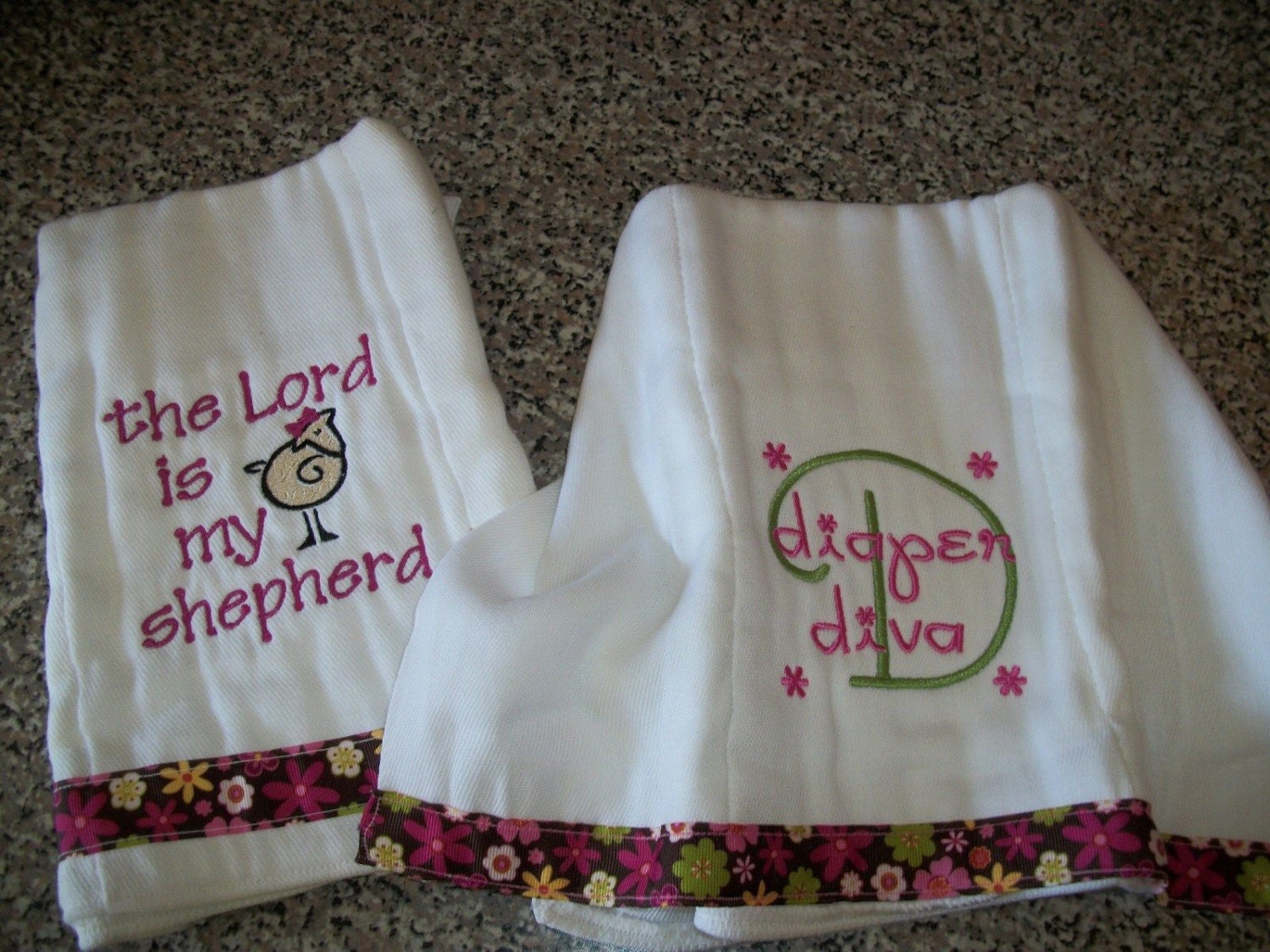 Embroidered Baby Diaper Burp Cloth Set of 2