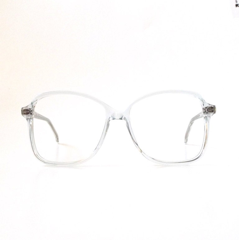Vintage 1980 S Nos Eyeglasses Oversized Round Clear Plastic Frames