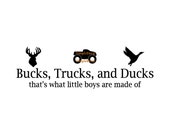 Bucks Trucks and Ducks - Wall Decal - Vinyl Wall Decals, Wall Decor, Wall Sticker, Deer Decal, Boys Room Decal, Nursery Decal