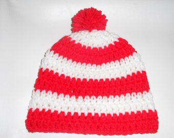 Baby Waldo Who Red and White Hat; Big Red Pompom on Top so you will know where your little Waldo is!