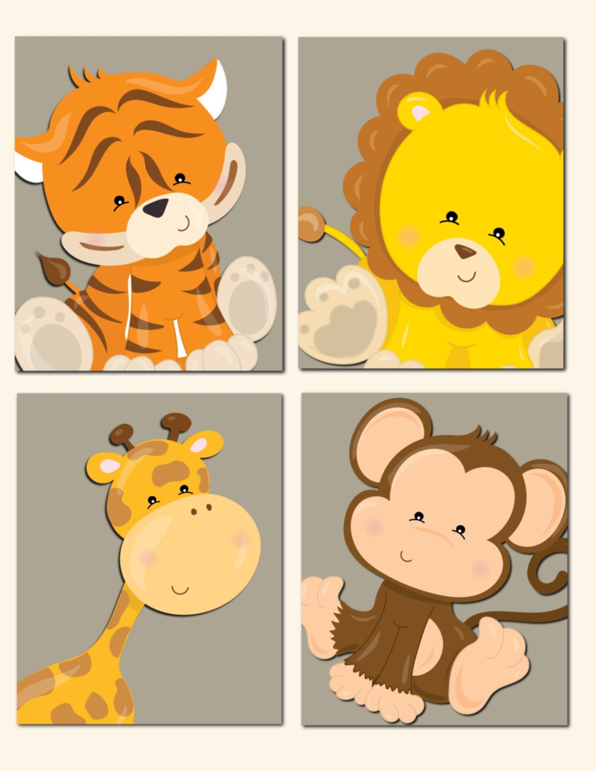 Jungle Animals Wall Art Nursery Art Safari Animals Boy