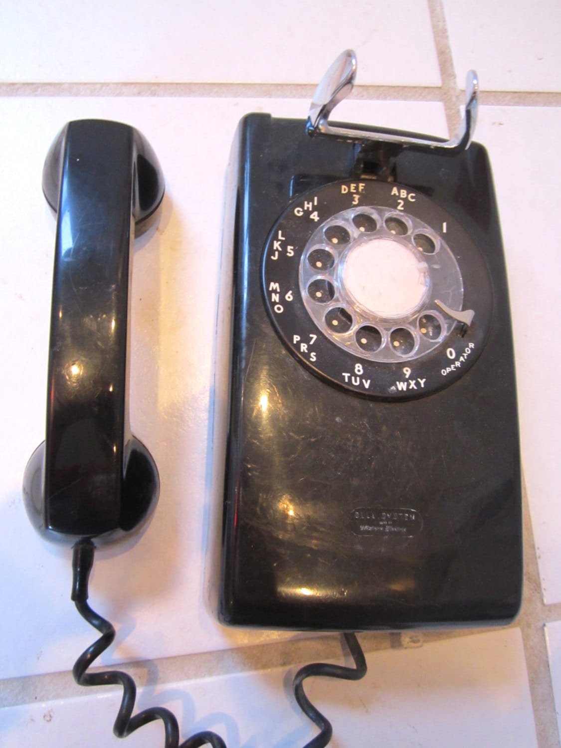 Vintage Black Rotary Wall Mount Phone by VintageMementos on Etsy