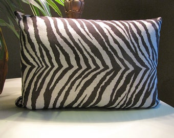 Espresso Zebra Designer Lumber Toss Pillow / Animal Print Lumbar Pillow