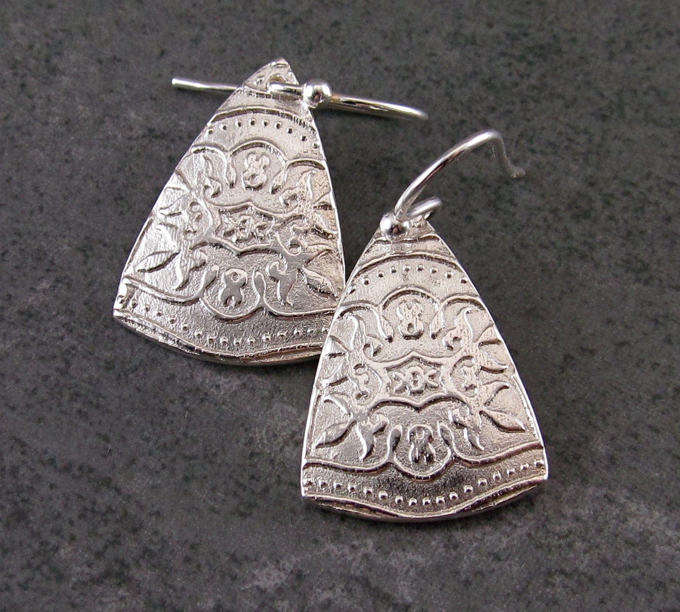 Eco Friendly fine silver earrings handmade silver triangle