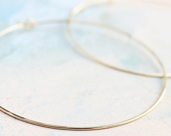 Thin Gold Hoops - Extra Large Hoop Earrings ( 2.5" ) gold hoop earings, gold earrings, large gold hoops, gold circle earrings