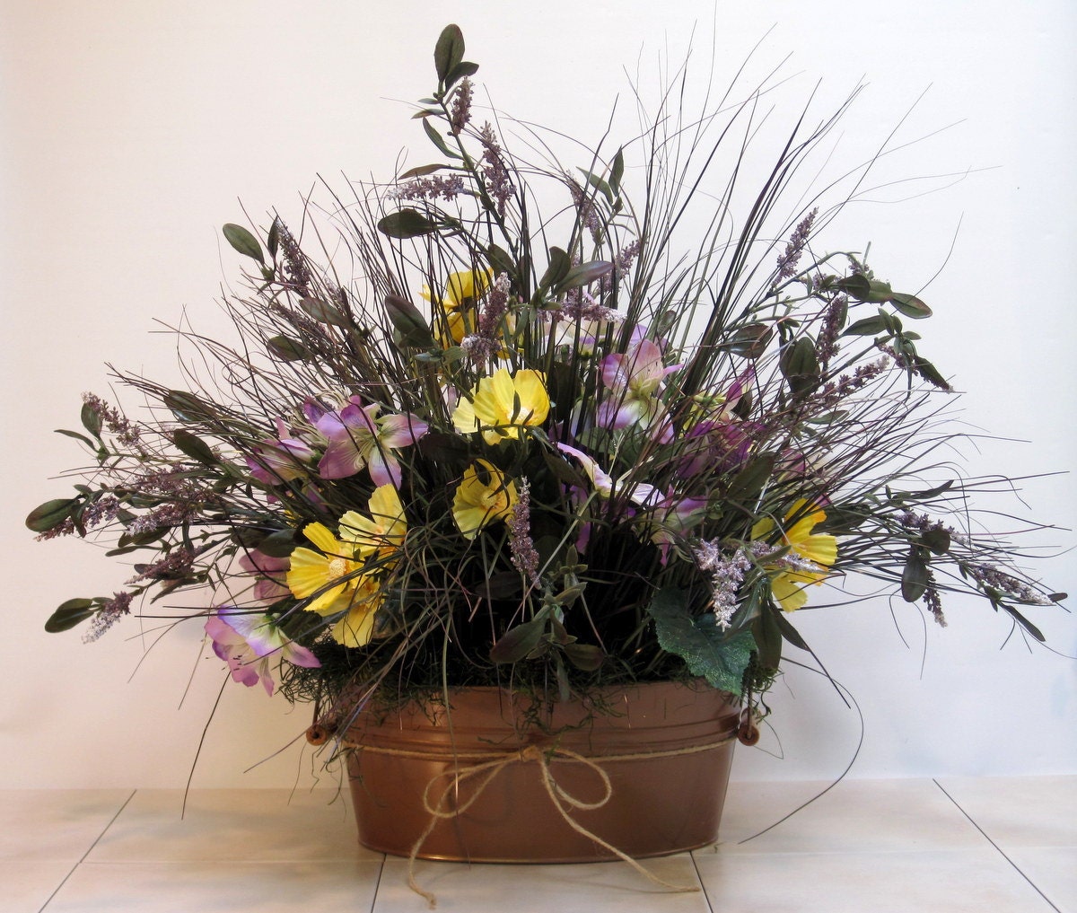 Rustic SPRING SILK FLOWER Arrangement Bronze by EverythingFloral