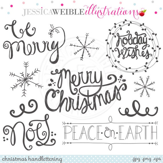 Christmas Holiday Hand Lettering Merry Christmas Be Merry