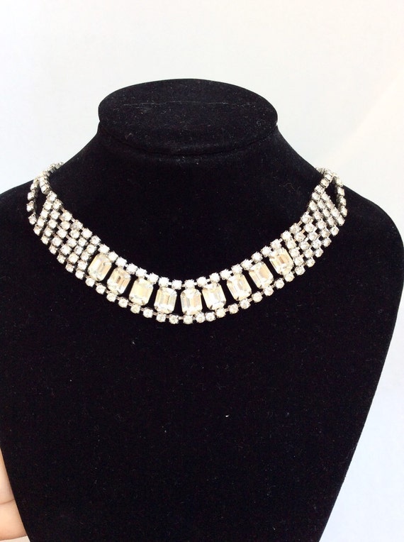 Stunning rhinestones choker necklace vintage collar necklace