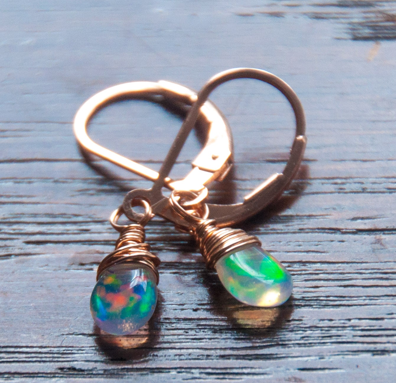 Ethiopian Welo Opal Earrings In K Rose Gold Filled Fire