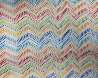 Chevrons -- Full or Half Yard Multicolor Doodled Chevrons on a White Background from Timeless Treasures