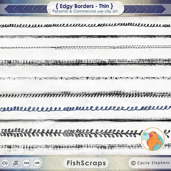 Distress Ink Border Edge Clip Art, Digital Photo Border Stamp, Thin Digital Ink Overlay, Photo Grunge Border, Photography Resource Il_570xn