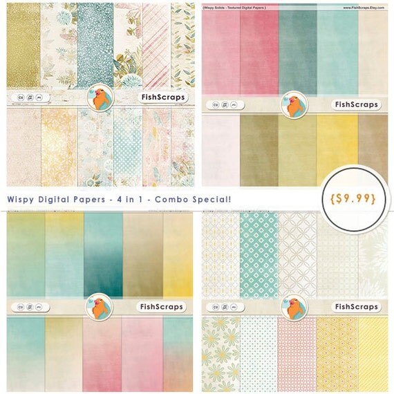 Wispy Pastel Pink Digital Paper, Sale Bundle! Coordinating Digital Background Paper, Girl Baby Shower Invite, Pretty Feminine Il_570xn