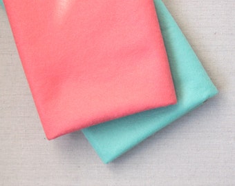 Coral & Seafoam // Wool Blend Felt // Benzie // Custom Dyed Colors, Exclusive Colors, Felt Yardage, Wool by the Yard, Wool Blend Felt