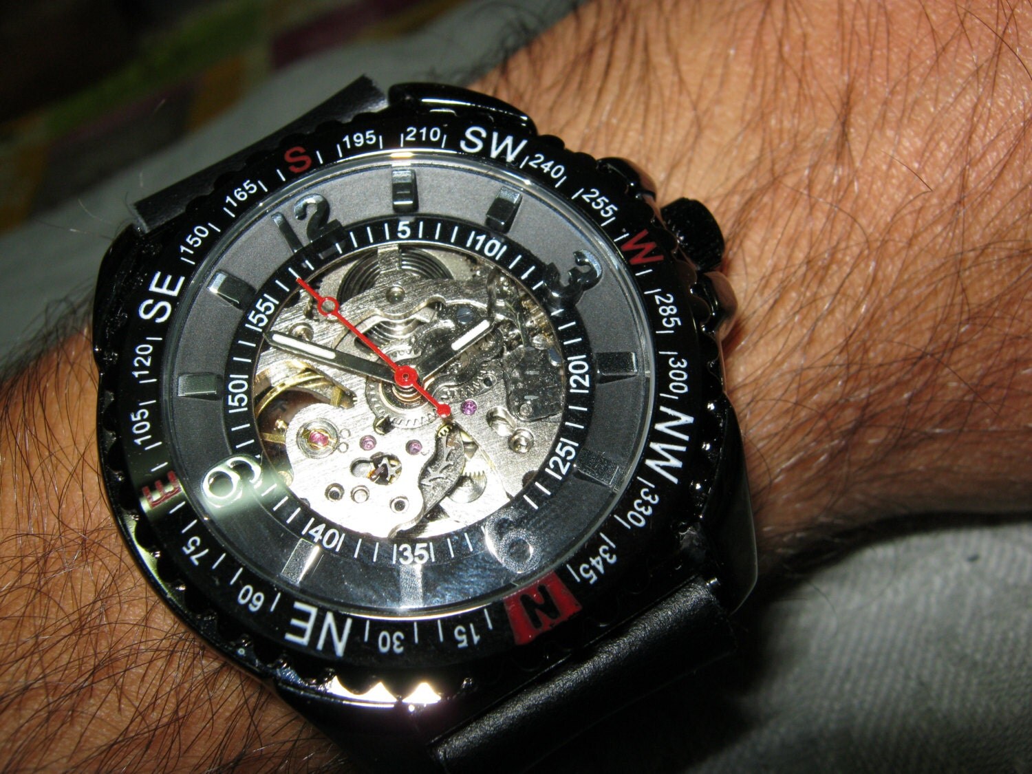 Man Watch Exposed Gears Steampunk Mechanical Watch Leather