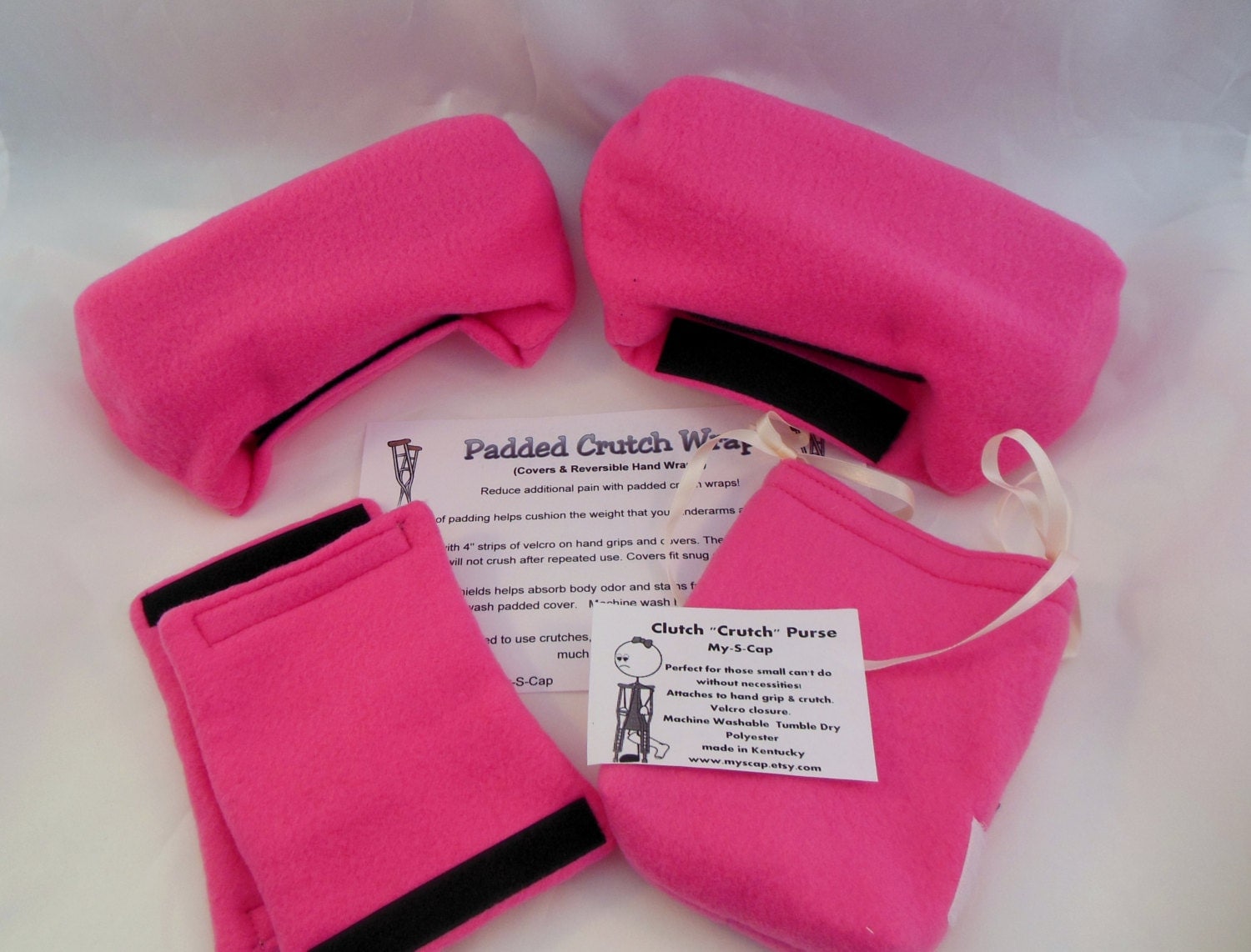 Crutch Pads Fuchsia Fleece Bounce Back Padding Crutch Cover