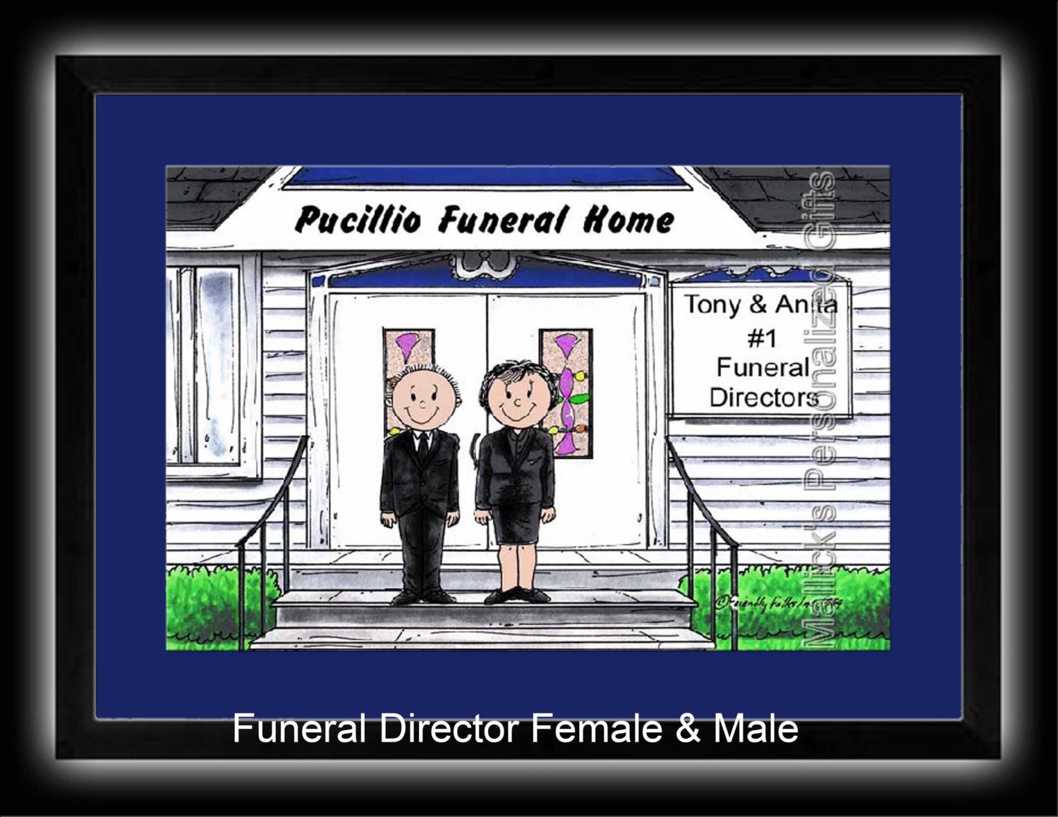 Personalized Cartoon Print Funeral Director Male OR Female