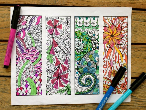 Bookmarks to Color Adult Coloring Page Instant Download