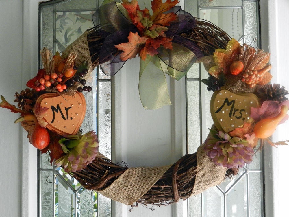Rustic Wedding grapevine wreath Mr. and Mrs. by ...