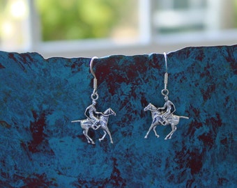 Polo Horse and Rider Earrings Sterling Silver,Polo Jewelry,Equestrian Earrings,Horse Jewelry