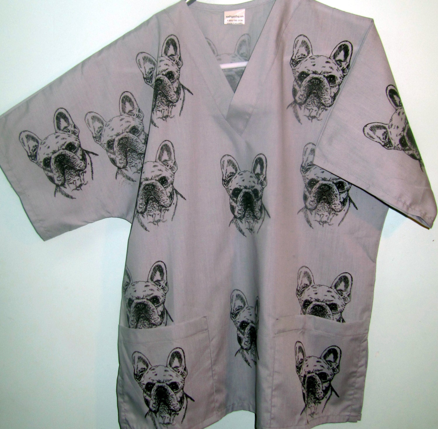 French Bulldog Dog Scrub Top Size M 36-38 by HotDiggityDogFabrics