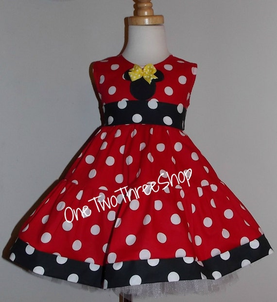 Minnie Mouse Dress Birthday Med Red Jumper Dress 12 Months to 6 Years