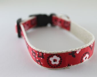 Hemp Dog Collar - Red Bandana - 3/4in