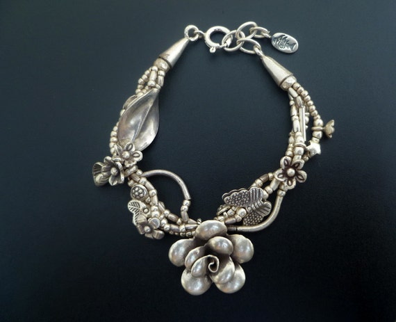 Handmade Sterling Silver Beaded Bracelet - Thai Silver beaded Charm ...