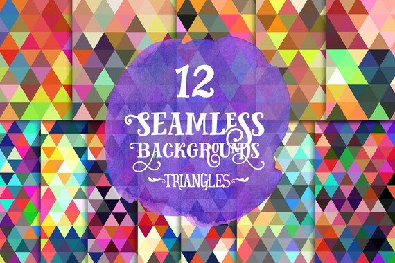 Digital paper, - Seamless Bold Triangles Paper, Digital Scrapbook paper pack, Instant download, 12 Digital Papers
