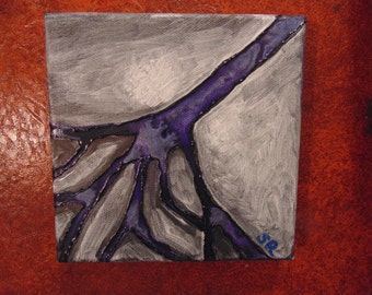 Asphalt Shadows, mixed media OOAK,hand painted, painting