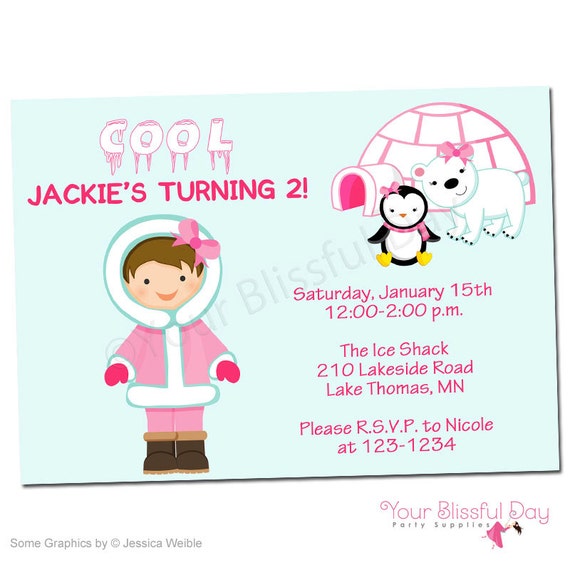 PRINTABLE Arctic Girl Party Invitations (Character of your choice) #704 Il_570xn