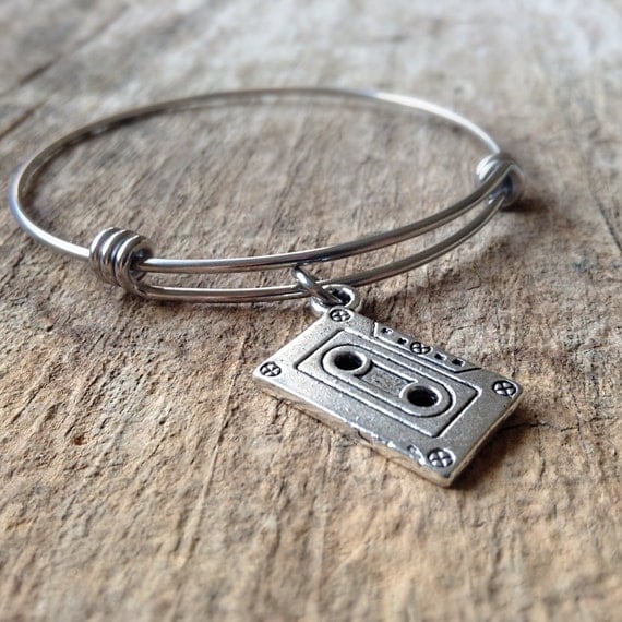 80's Jewelry Cassette Tape Bangle Bracelet Retro by TesoroDelSol