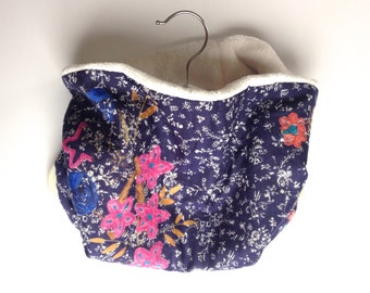 Neck Warmer, Tube Scarf: Navy Floral