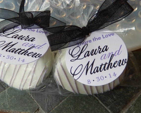Wedding Favor Custom Paper Tags - For Cake Pops - Lollipops - Cookies - Desserts - Wedding Favors - 1.5 inch Personalized Circle Tags (60) Il_570xn