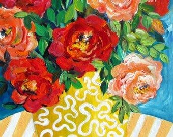 Yellow Vase Still Life Original Painting 18 x 24 Art by Elaine Cory