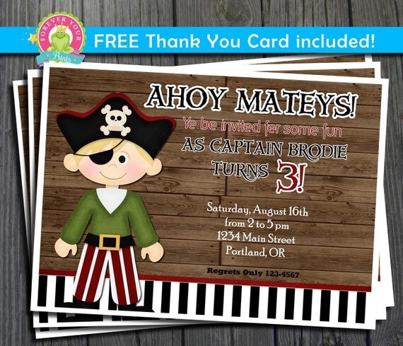 Pirate Birthday Invitation / Pirate Party Invite / Pirate Invitation / Pirate Birthday / Printable Pirate Il_570xn
