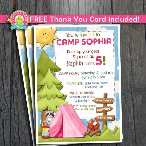Camping Birthday Invitation / Camping Invitation / Camping Party Invite / Camping Birthday / Camping Invite Il_570xn