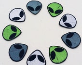 Tiny Embroidered Alien Patch 2inch, iron or sew on, CUSTOM COLORS!