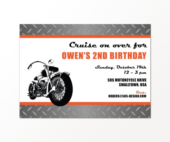 Motorcycle Invitation - Printed or Printable Motorcyle Invitation by 505 Design Inc Il_570xn